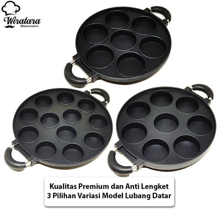 Nagako Loyang Anti Lengket + Tutup Kaca 10 Lubang Cetakan Kue Pukis