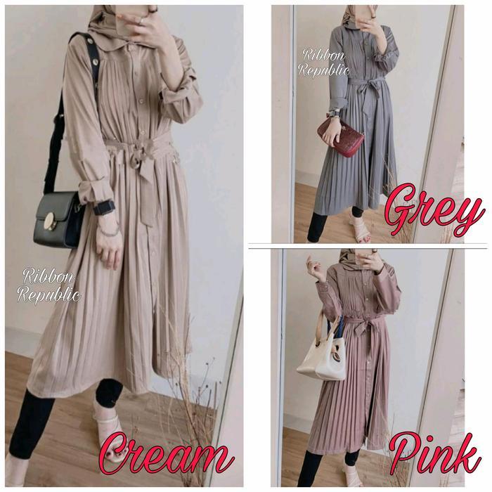 Baju Muslim Tunik Plisket Premium Atasan Wanita Casual