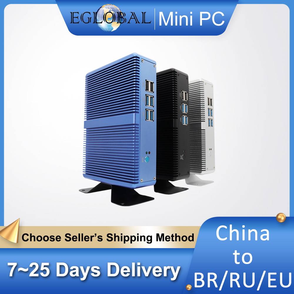 Eglobal Cheap Fanless Mini PC Intel i5 7200U i3 7167U DDR4/DDR3 Barebone Computer Components4K HTPC 