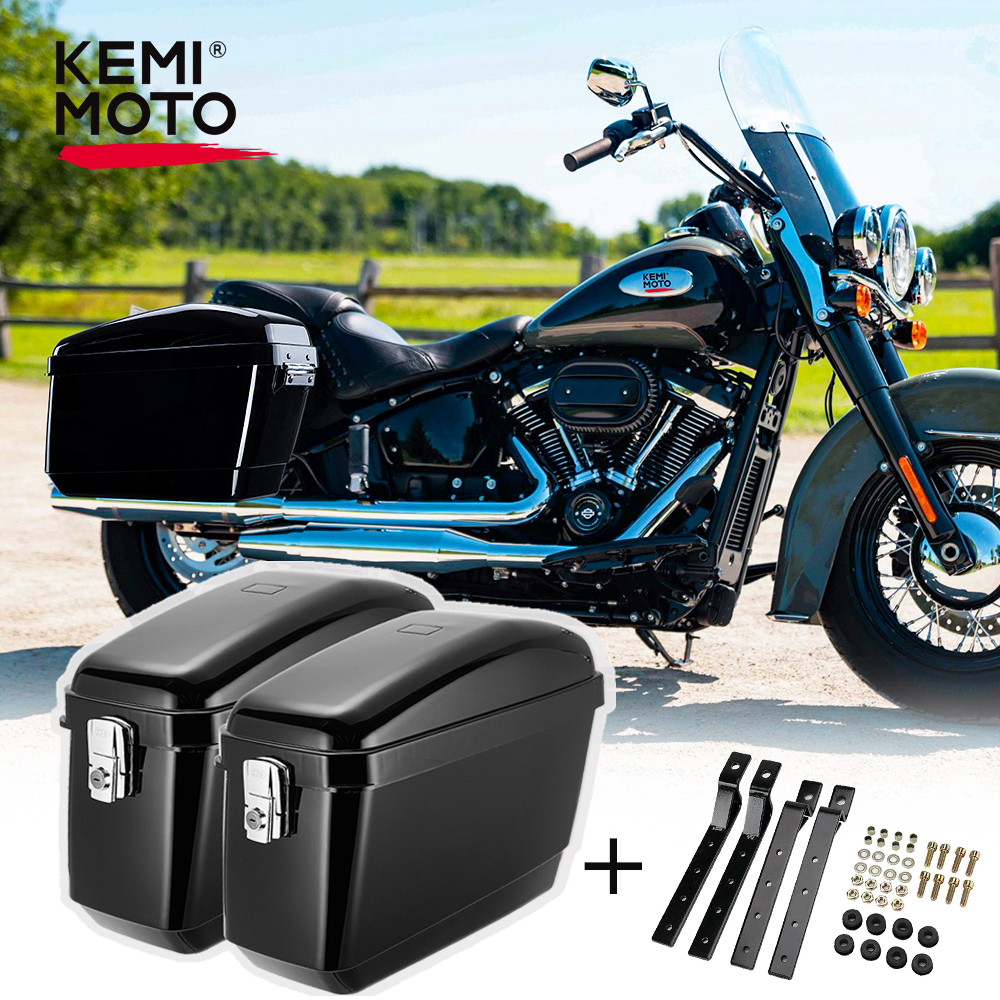 KEMiMOTO Motorcycle Hard Saddlebag Trunk Box for Yamaha Shadow Vulcan Vstar Cruiser Side Hard Trunk 