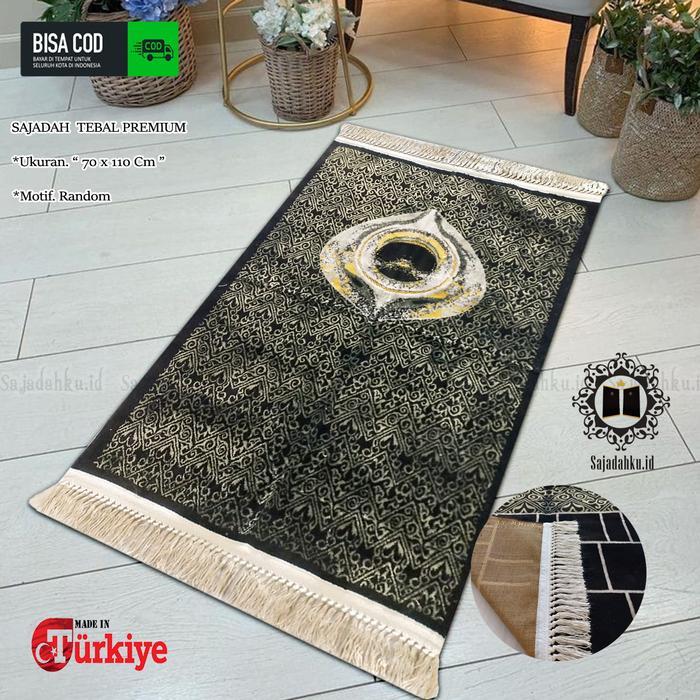 Sajadah Hitam Turkey Turki Sejadah Bludru Premium Original Super Tebal