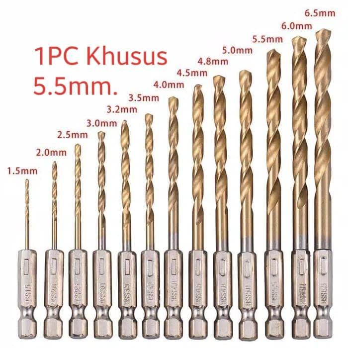 5.5mm Mata Bor Obeng. HSS Drill Titanium Coated High Quality