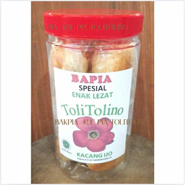 "New" Bakpia Kacang Ijo Hijau Tolitolino Enak HALAL Lezat Toples Isi 10 Cemilan Snack Kue Pia Kering