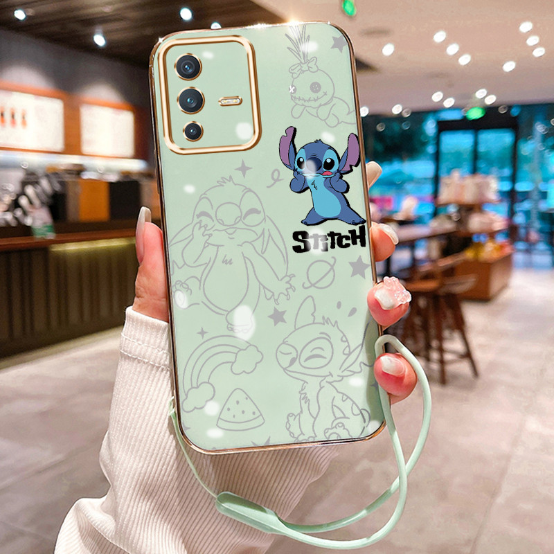 Casing Hp Untuk VIVO V23 5G V23i 5G V23E 5G V23E 4G Case Stitch Biru Kesing silikon berbahan pelapis