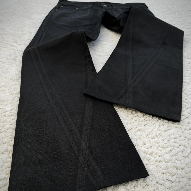 Y2K Tribe Embroidered Horn Jeans Vintage Tornado Mart X-ray Waxed Baggy Wide Leg Pants Gothic High