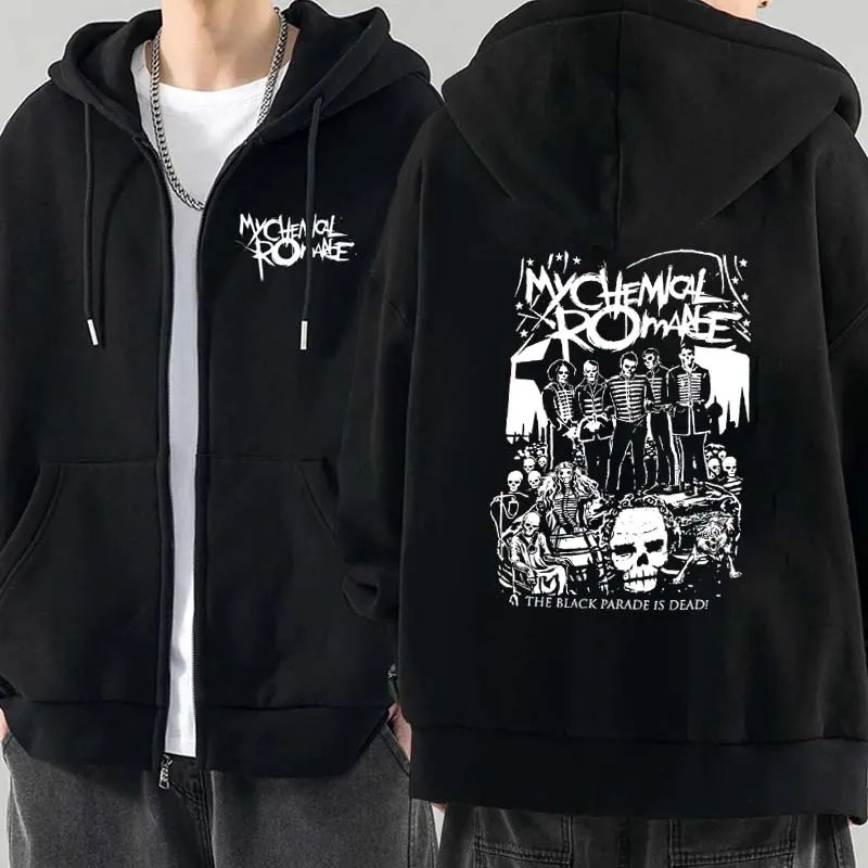 Men Fashion Hoodies Jacket Coats My Chemical Romance Mcr Dead Zipper Hoodie Top Loose Black Parade