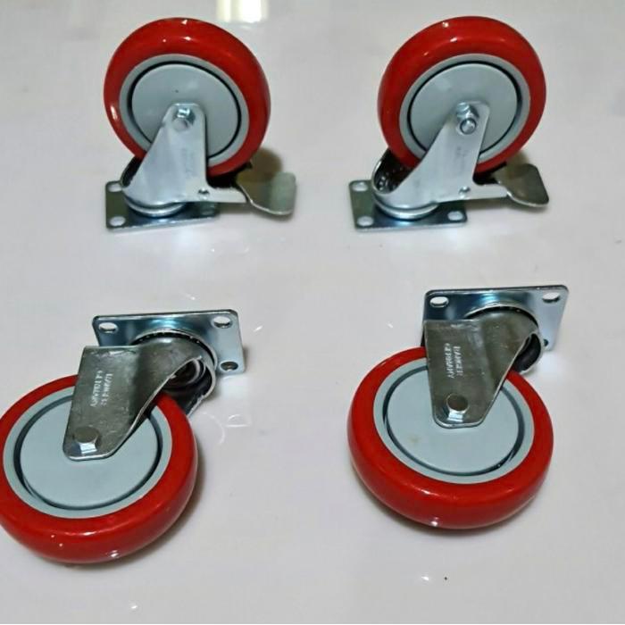 Promo Roda pu ranger germany putat rem/ roda troli 5inch pu