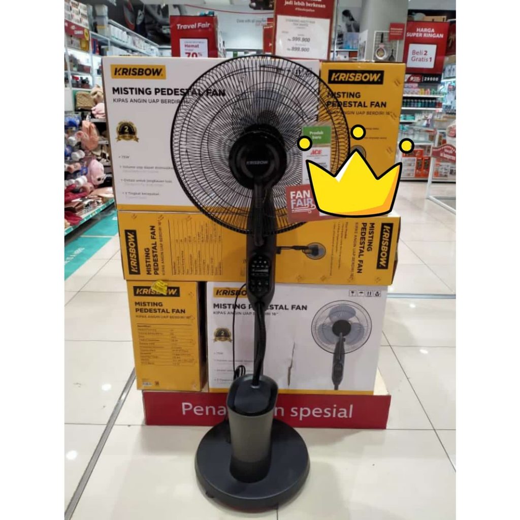 Kipas Uap Krisbow 16 Inci Kipas Angin Misty Fan Uap Hitam