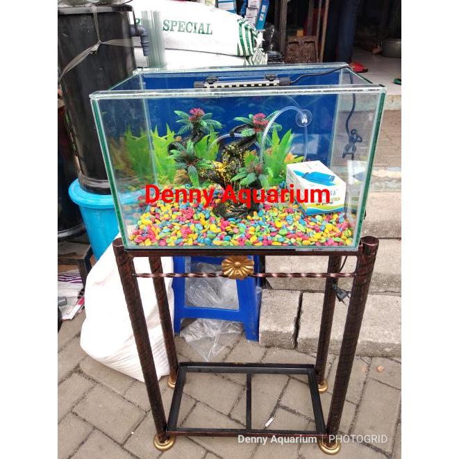 AQUARIUM KACA UKURAN 40X20X25cm SET LENGKAP
