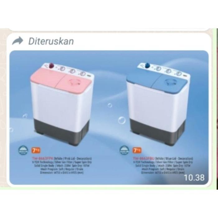Flash Sale Sanken Tw-8663 Fpk / Tw-8663 Fbu Mesin Cuci 2 Tabung 7 Kg