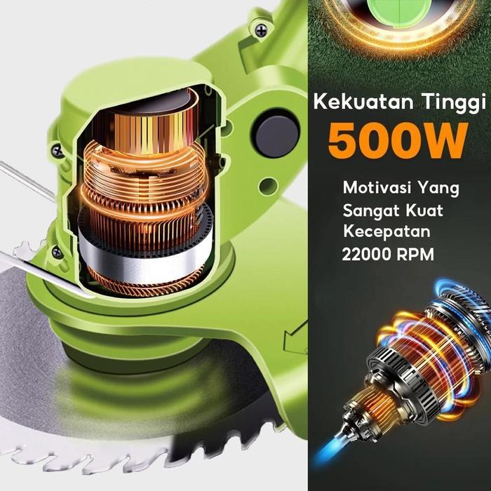REAIM MESIN PEMOTONG RUMPUT 588VF BATERAI KECEPATAN TINGGI TANPA KABEL RUMPUT TAMAN [PERALATAN