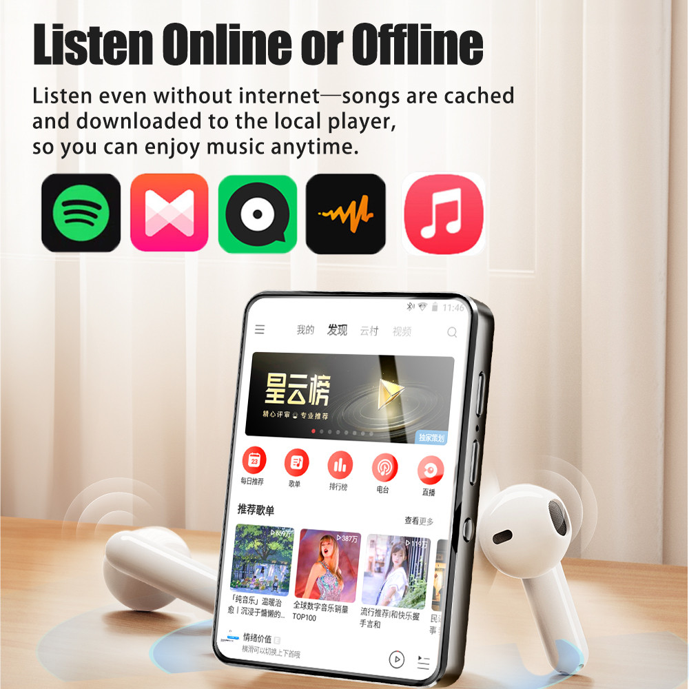 Famue 2.8inch MP4 Player 5MP Camera Android 10 WiFi Bluetooth Smart MP3/MP4 Pocket Media Player