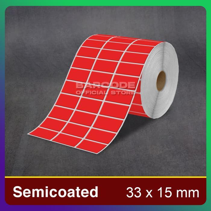 Label Semicoated Merah 33 x 15 / 33x15 mm / 33x15mm Barcode 3 Line