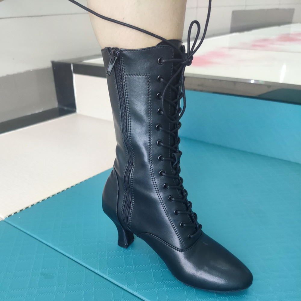 Women Oem Latin Dance Boots 7Cm Cuban Ballroom Salsa Dance Shoes Latin Salsa Dance Shoes Club Party