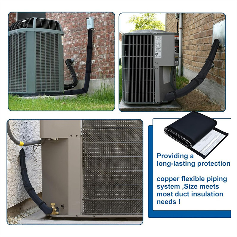 ABVA-AC HVAC Copper Pipe Insulation Cover 3 Layers 600D Oxford Outdoor Copper Line Sleeve Protector