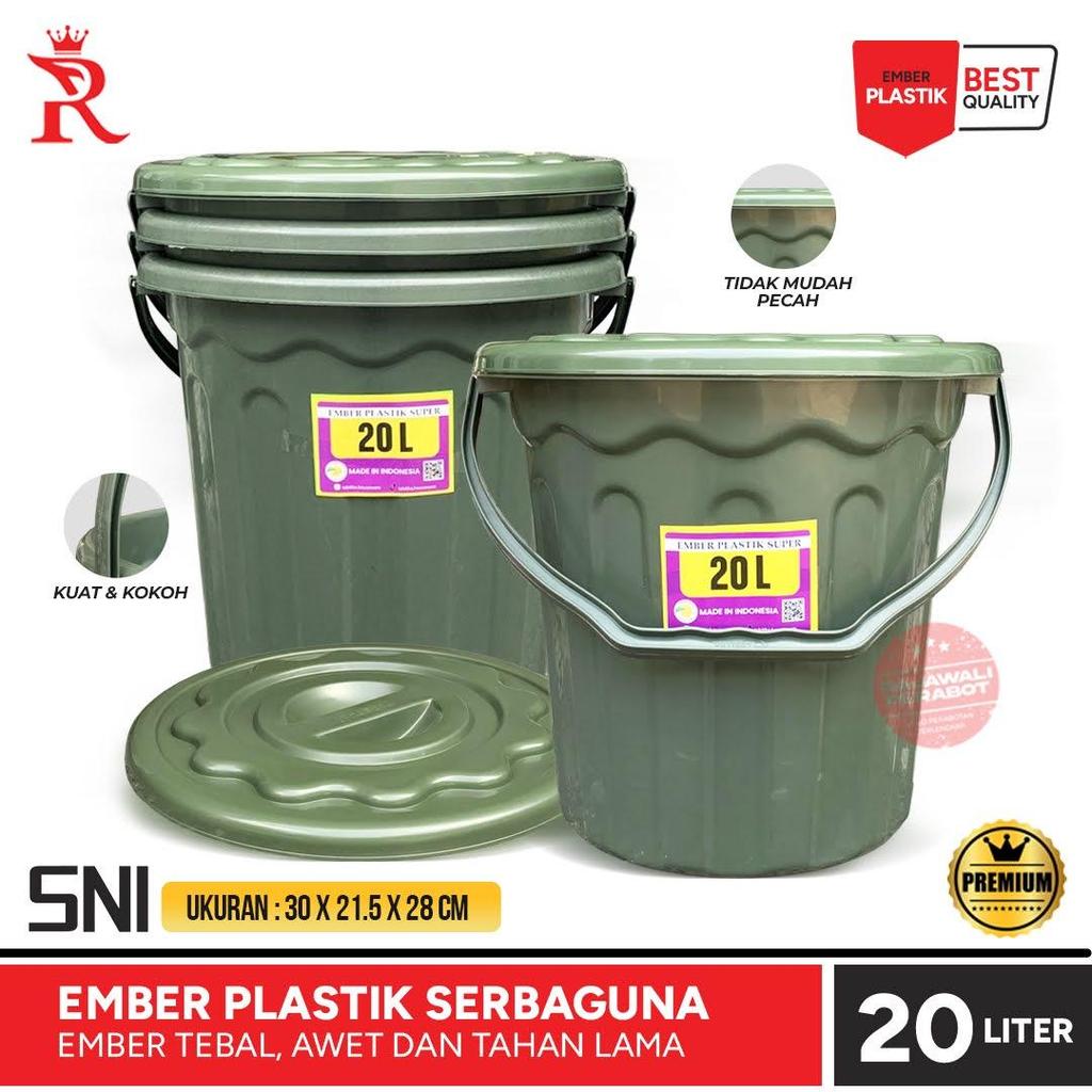 Ember Plastik 20 Liter Tutup Hijau Ember Serbaguna Tabitha