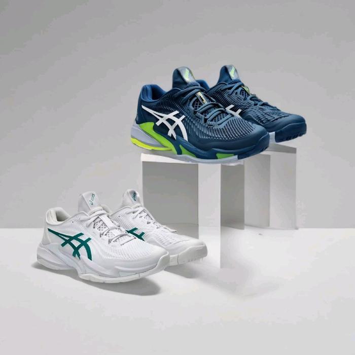 SEPATU TENIS ASICS COURT FF 3 NOVAK WHITE GREEN END GREEN ORIGINAL