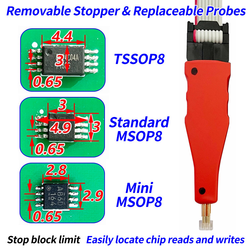 1PCS TSSOP8/MSOP8/Mini MSOP8 Chip Download Burn Write Probe Elastic Block Burn Needle Car Instrument