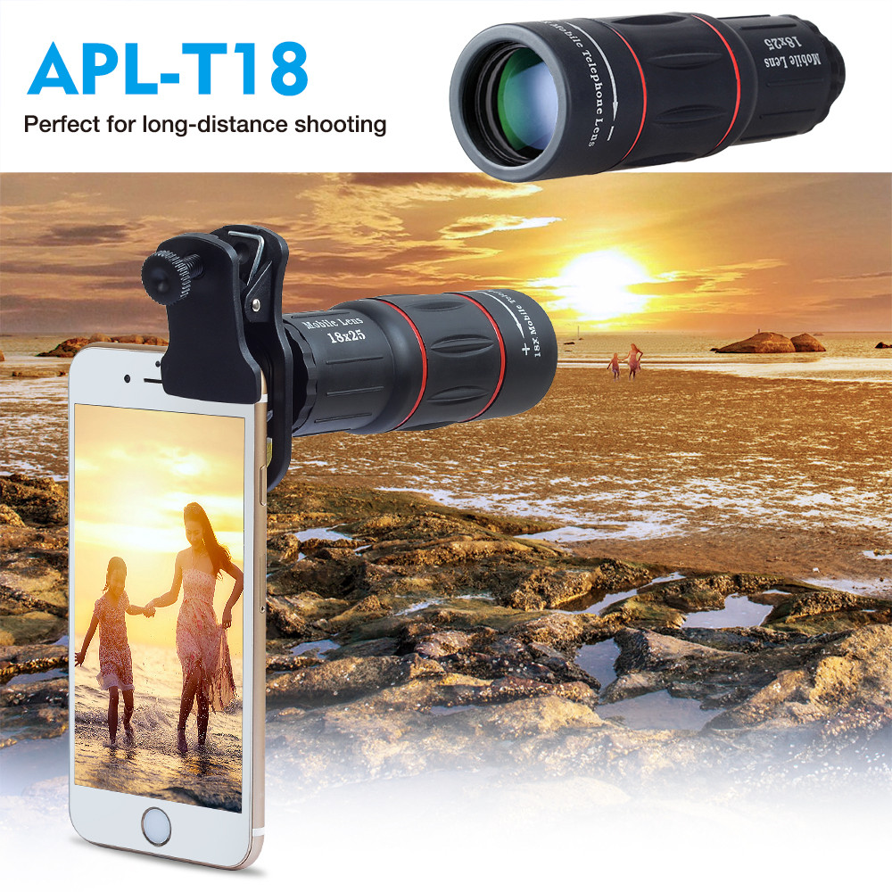 APEXEL phone camera lens 18X Telescope Telephoto lens 18x25 Monocular for iPhone Samsung android ios