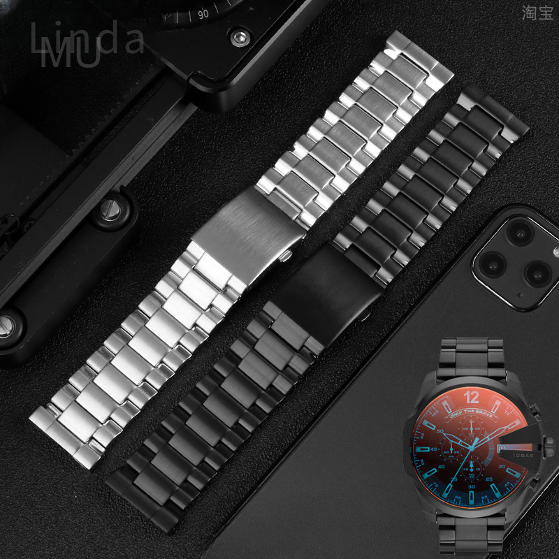 For Diesel Dz4318 dz4323 dz4283 dz4309 Solid Stainless Steel Glossy Waterproof Black Watch Strap