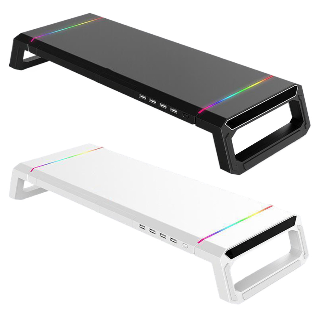 4USB PC Monitor Stand 7-color RGB light strip Monitor Arm Storage Space Bar Laptop Monitor Stand