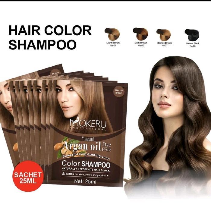 N AF- MOKERU Shampoo Hair Colour Sachet - Mokeru shampoo pewarna rambut permanen tanpa bleaching