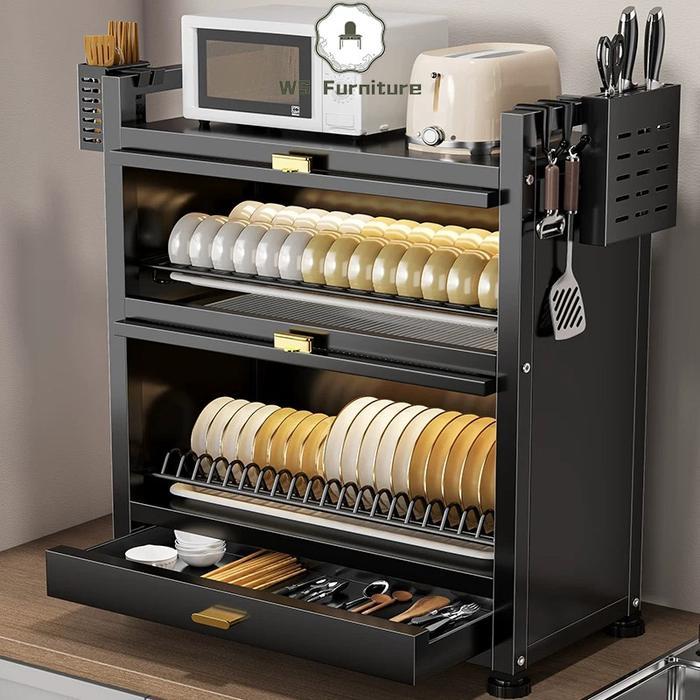 Lemari Piring Rak Piring Rak Cuci Piring Rak Dapur Stainless Pintu Kabinet Sepenuhnya Tertutup Anti