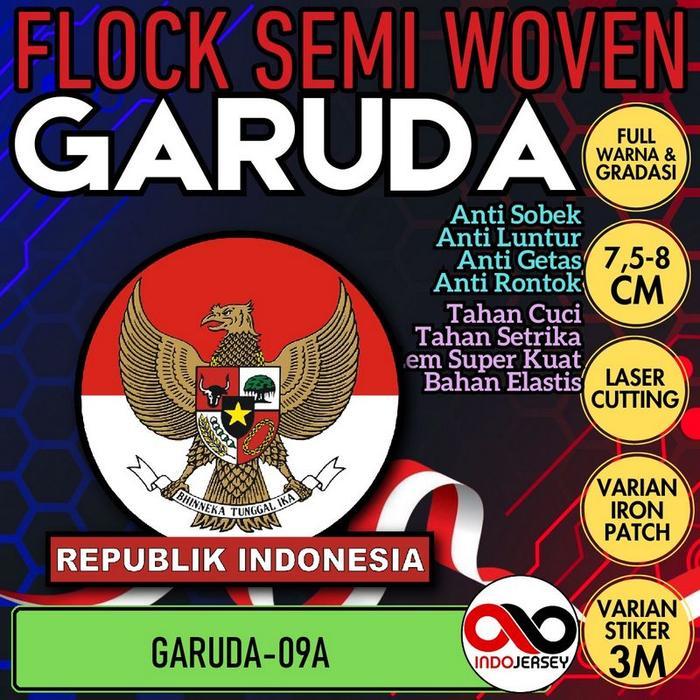 Patch Logo Badge Emblem Flock Semi Woven Setrika iron-on Stiker jersey kaos baju Indonesia - GARUDA