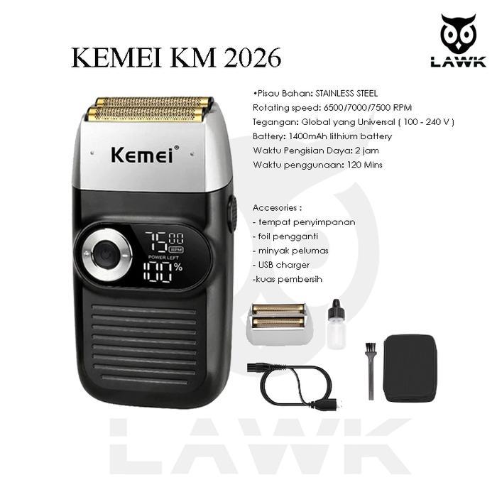 Kemei km 2026 shaver alat cukur kumis jenggot / kemei 2026