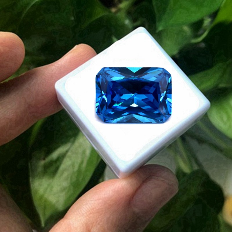 Sea Blue Sapphire Natural Mined Rectangle Cut 12x16mm 12.5Cts Sri-Lanka VVS Loose Gemstone DIY