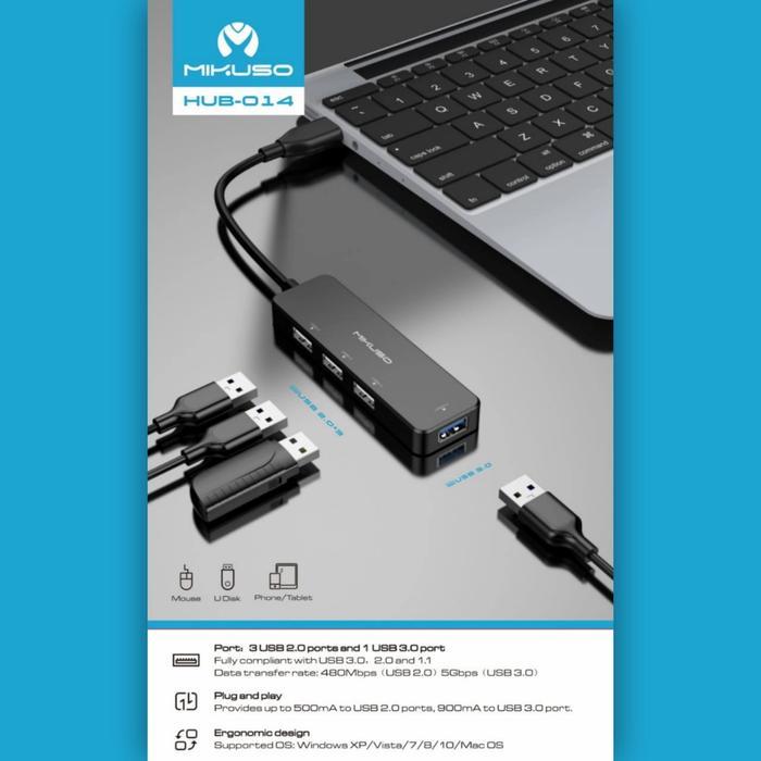 MIKUSO HUB-014 4-PORTS USB HUB PLUG & PLAY