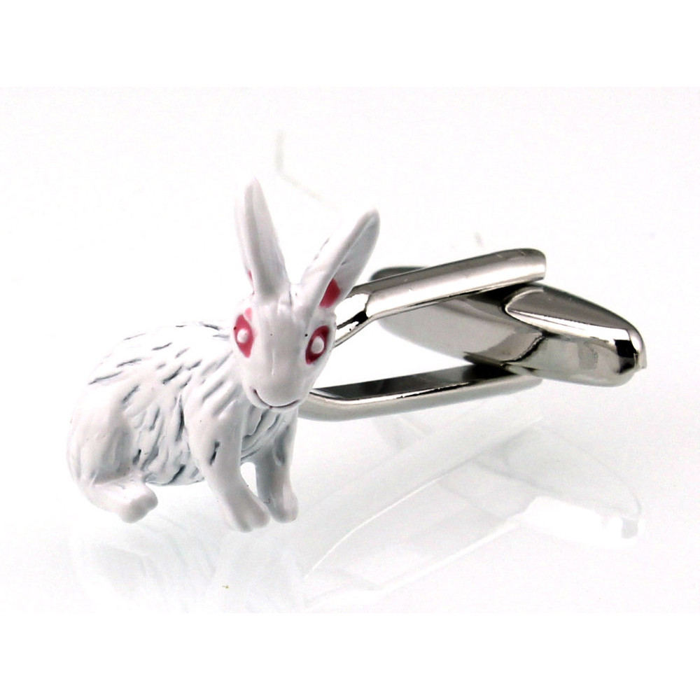 Men's Cuff Links 3D Rabbit White Cufflinks M4068 20mm
