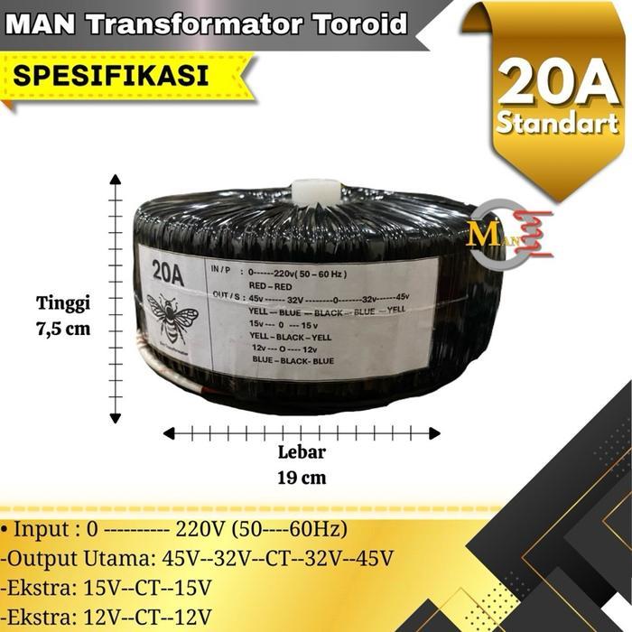 Trafo Toroid Donat 20A CT 45v 32v