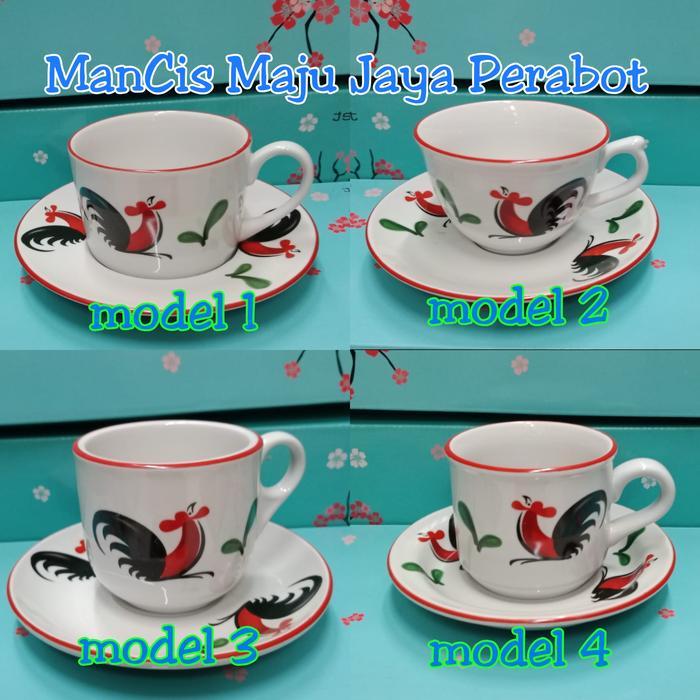 Tea Set Ayam Jago / Cangkir Set Ayam Jago / Gelas Ayam Jago