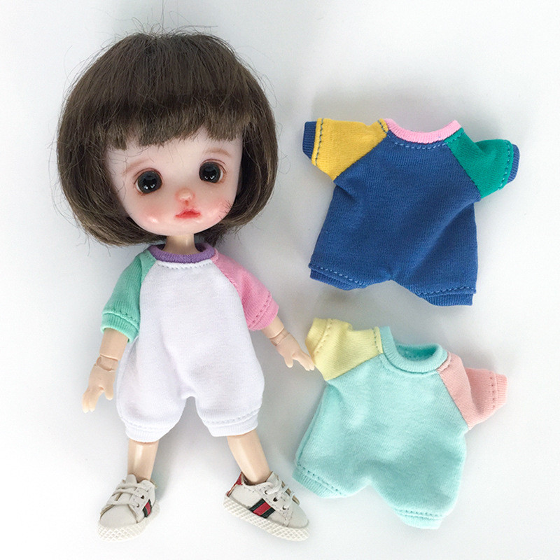 New Ob11 Bjd Doll Patchwork Color Clothes Jumpsuit Doll Pajamas For Nendoroids, Ob11,Obitsu