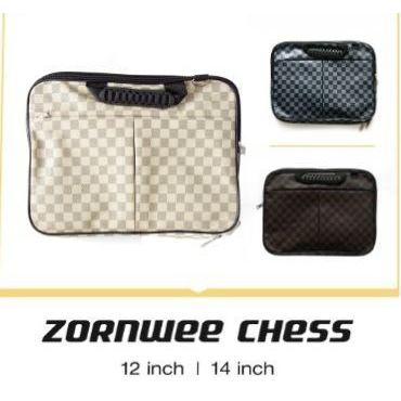 BERGARANSI Tas Laptop 12 inch motif LV CATUR, TEBEL dan dua sisi. ZORNWEE