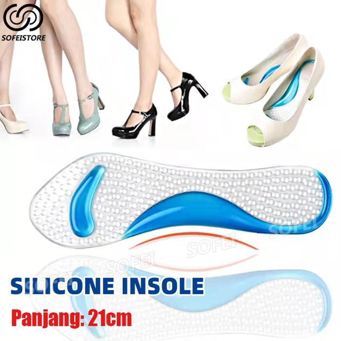 SOFEISTORE21cm Sol Sepatu Pijat Gel Silikon Sol Sepatu Hak Tinggi Bantalan Sepatu Wanita Sol