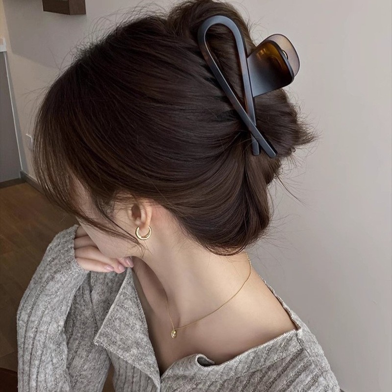 Simple Large Crab Hair Claw Cli Women Girls Matte Tortoiseshell Bow Ponytail Hair Clam Barrettes