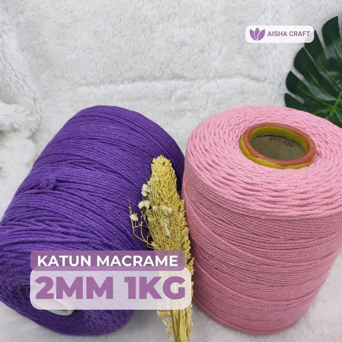 Tali Katun Macrame 2mm 1kg 3ply WARNA Super Premium Murah Twist