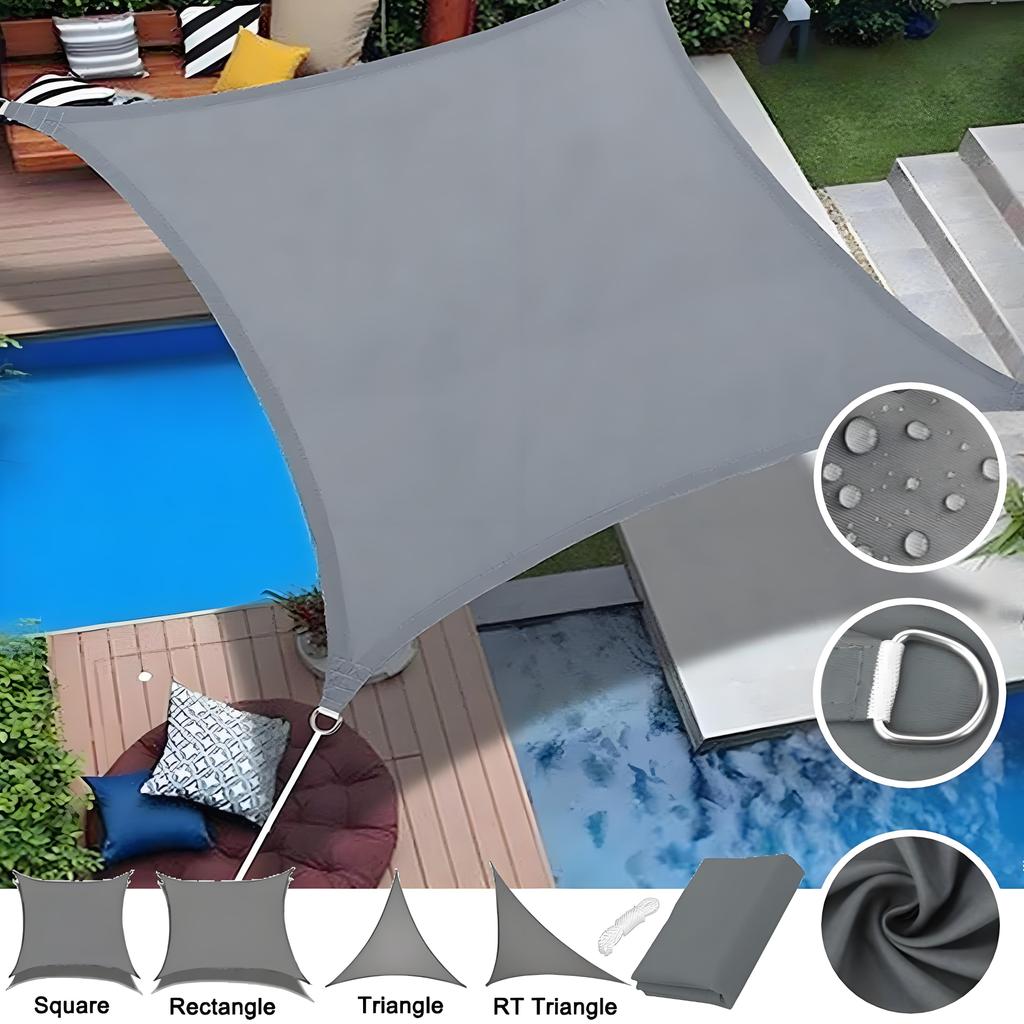 Grey Sun Shade Sail Waterproof Garden Sunscreen Awning Canopy With Free Ropes 95% Block Shade Sail