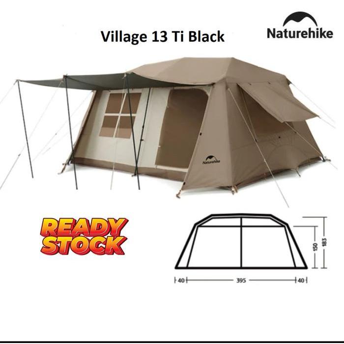 Tenda naturehike CNH22ZP004 village 13 tenda camping kapasitas 5-8 org - V13 TiBlack