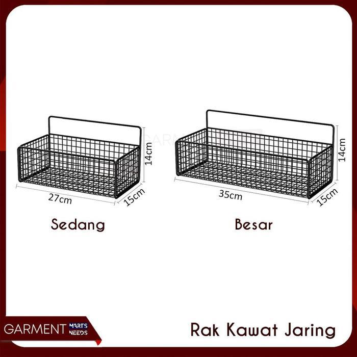 Rak Keranjang Jaring Kotak Gantung Kamar Mandi Sabun Besi Tempat Deterjen Tempel Tanpa Bor