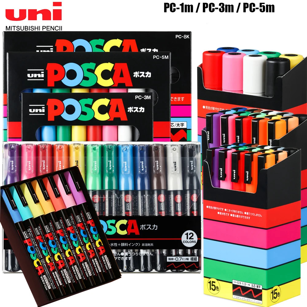 Japan Uni POSCA Marker Pen Set Acrylic Graffiti Drawing Permanent Waterproof Children's Drawing