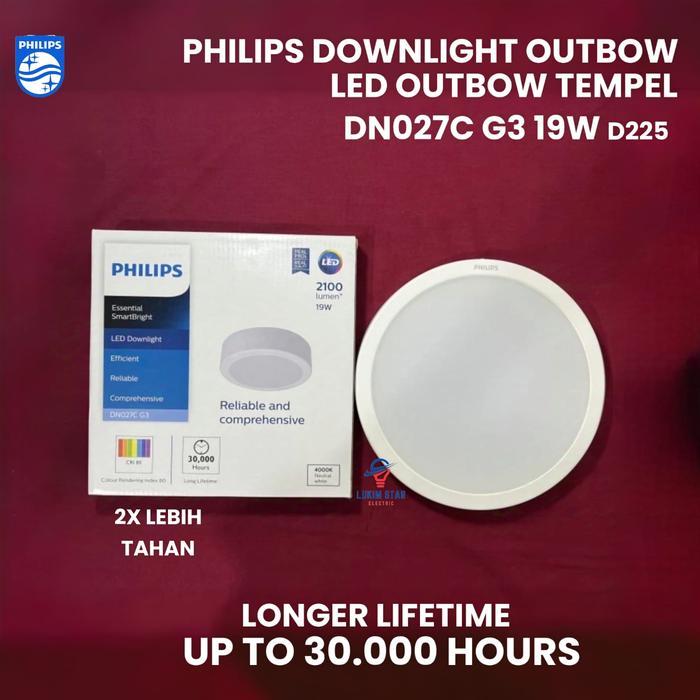 Lampu Philips Downlight Outbow 19W Watt Outbow Tempel Led Kanopi Philips Dn027C 19Watt