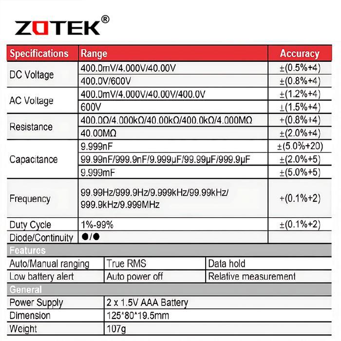 AVOMETER DIGITAL ZOTEK VC921 / MULTITESTER DIGITAL VC921 ORIGINAL