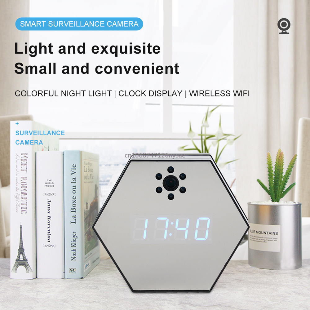 1080P HD Clock Camera WIFI Control Concealed IR Night View Alarm Camcorder WIFI-Z17 Digital Clock Vi