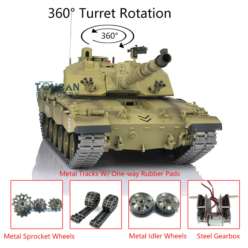 Henglong 1/16 7.0 Upgraded Challenger Ii Rc Tank 3908 Metal Tracks W/ Rubbers