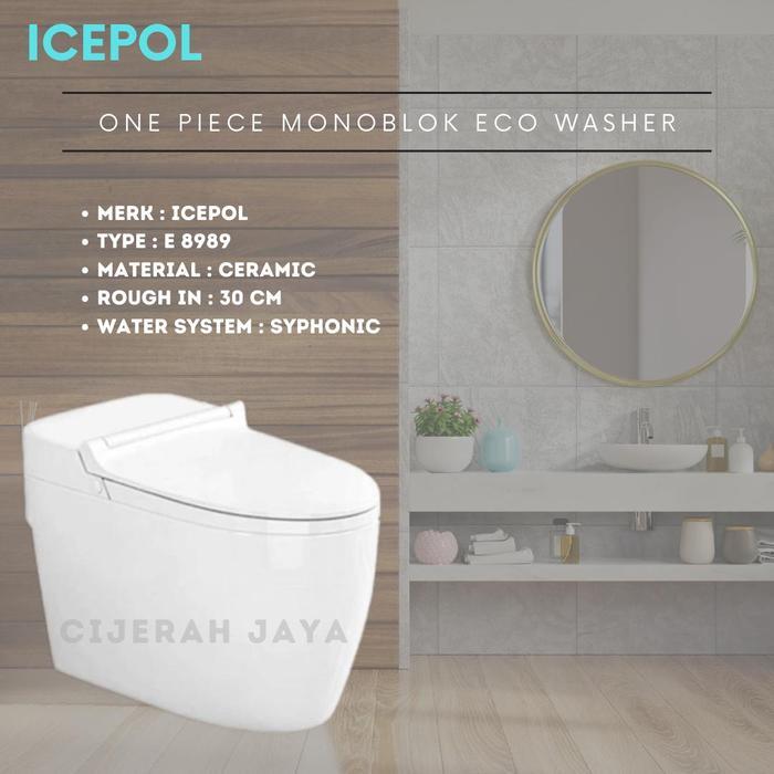 KLOSET DUDUK ICEPOL IC 8989 / MONOBLOK ONEPIECE IC8989 CLOSET DUDUK KODOK PUTIH SEMODEL TOTO - BANDU