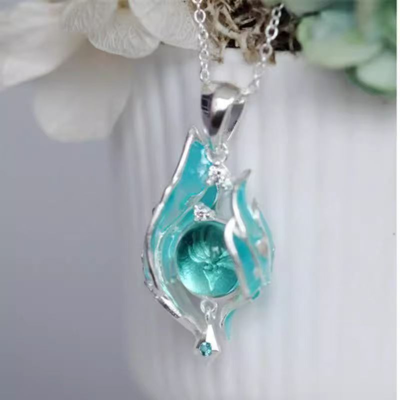 Anime Genshin Impact Pendant Prop Fancy Necklace Venti Cosplay Accessory Figure Keychain for Boys