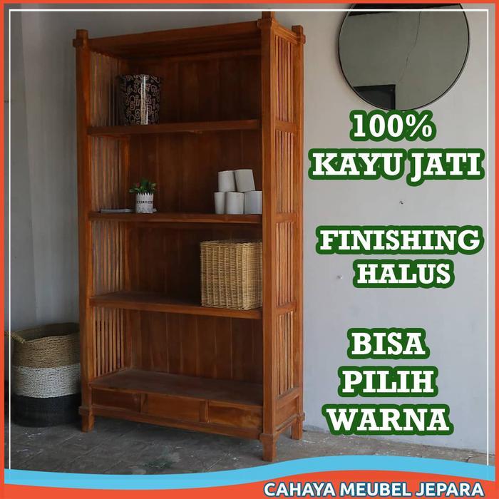 Lemari Pajangan Rak Buku Minimalis Kayu Jati Untuk Tas Dan Boneka